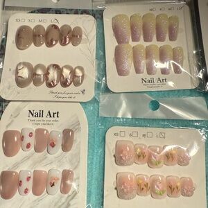 Floral and Glitter Press-On Nail Set